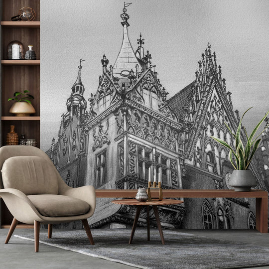 Town hall B&W - Tapeta w standaryzowanych rolkach