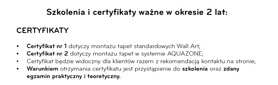 Certyfikacja montażysty - Tapety na wymiar+AQUA ZONE - 9-10.07.2026 Warszawa