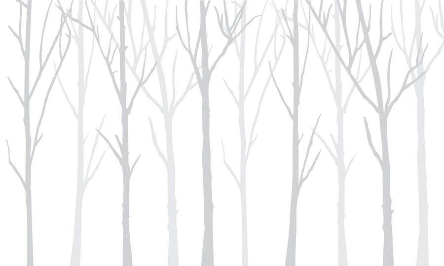 Tapeta Bare Trees białe tło i dwa szare