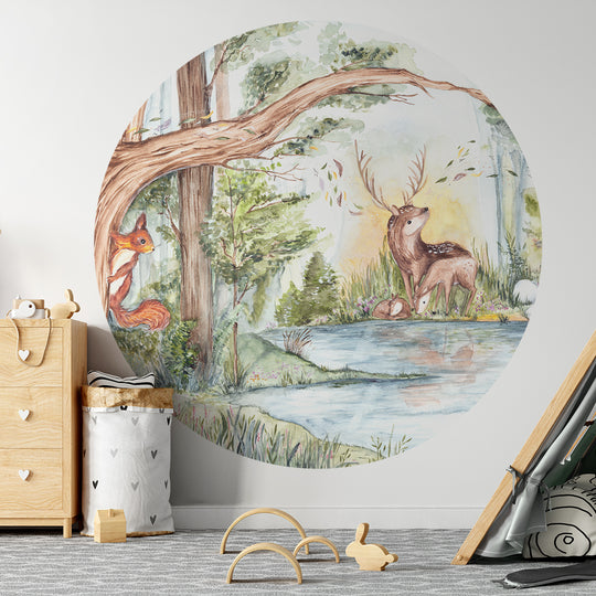 Tapeta Koło Deer Friends