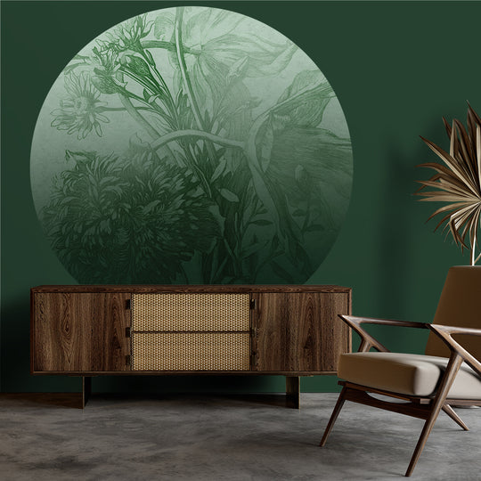 Tapeta Koło Green Ombre Flower