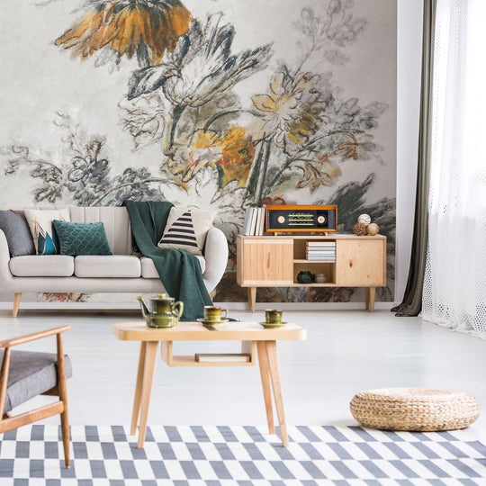 Grey Classic Flower - Tapeta w standaryzowanych rolkach