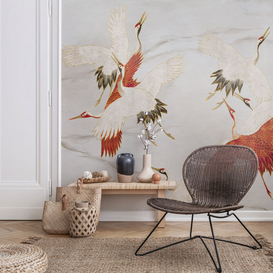 Creamy Tsuru - Tapeta w standaryzowanych rolkach