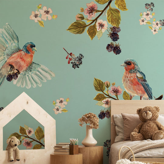 Uccello Cantante Mint - Tapeta w standaryzowanych rolkach