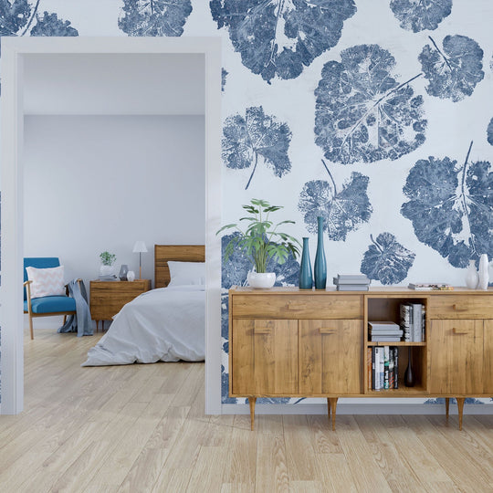 Foglia Navy - Tapeta w standaryzowanych rolkach